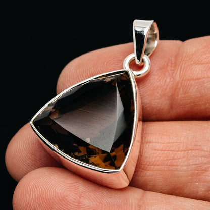 Premium 27ct Faceted Smoky Quartz Pendant 1 3/8" (.925 Sterling Silver)
