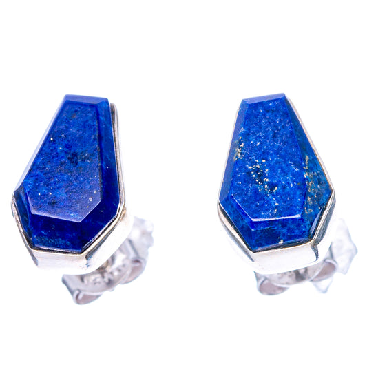 Faceted Lapis Lazuli Earrings 1/2" (925 Sterling Silver) E1607