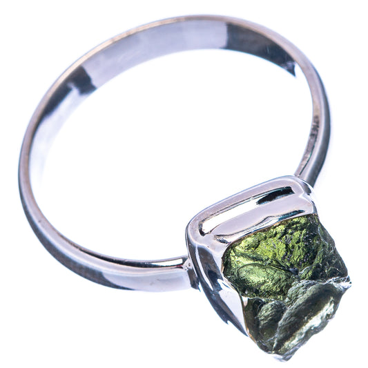 925 sterling silver ring with rough green stone, size 10