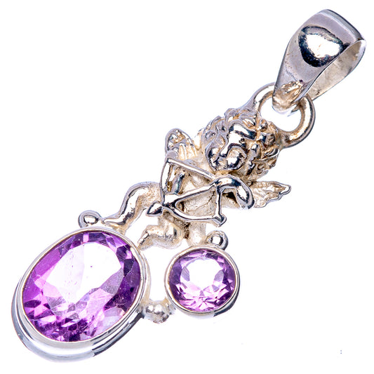 Faceted Amethyst Angel Pendant 1 3/8" (925 Sterling Silver) P41151