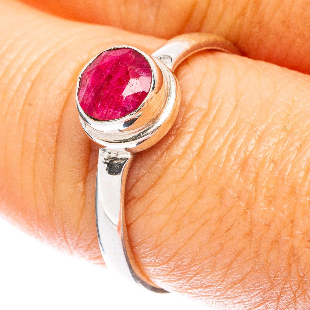 Red Sillimanite Dainty Ring Size 8 (925 Sterling Silver) R5269