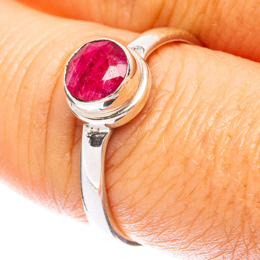 Red Sillimanite Dainty Ring Size 8 (925 Sterling Silver) R5269
