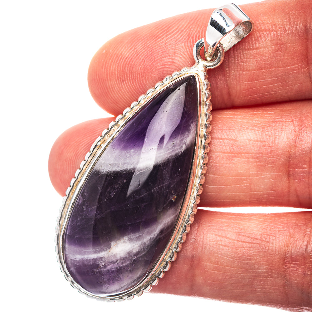 Premium Chevron Amethyst Pendant 2 1/8" (.925 Sterling Silver)