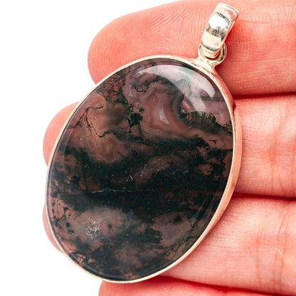 Green Moss Agate Pendant 2" (.925 Sterling Silver)