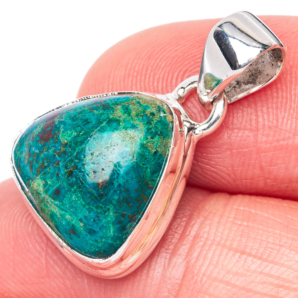 Shattuckite Chrysocolla Pendant 1" (925 Sterling Silver) P40871
