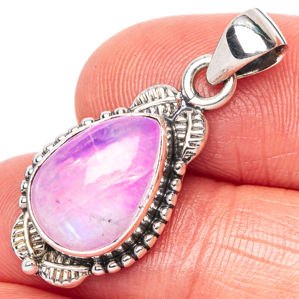 Pink Moonstone Pendant 1 1/4" (925 Sterling Silver) P42414