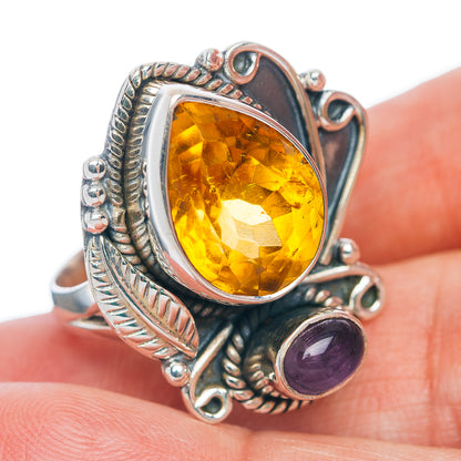 Premium Southwest Style Citrine, Amethyst Ring Size 8 (.925 Sterling Silver)