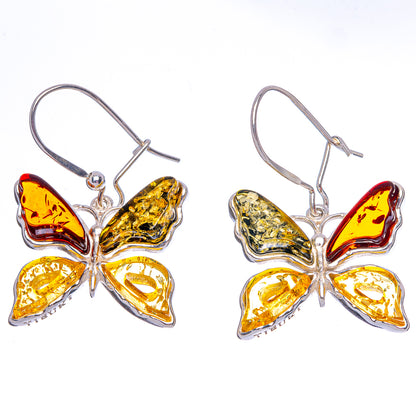 Baltic Amber Butterfly Earrings 1 3/8" (.925 Sterling Silver)