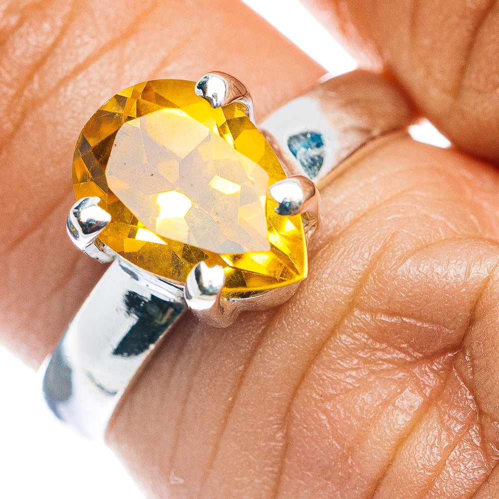 Faceted Citrine Ring Size 6 (.925 Sterling Silver)