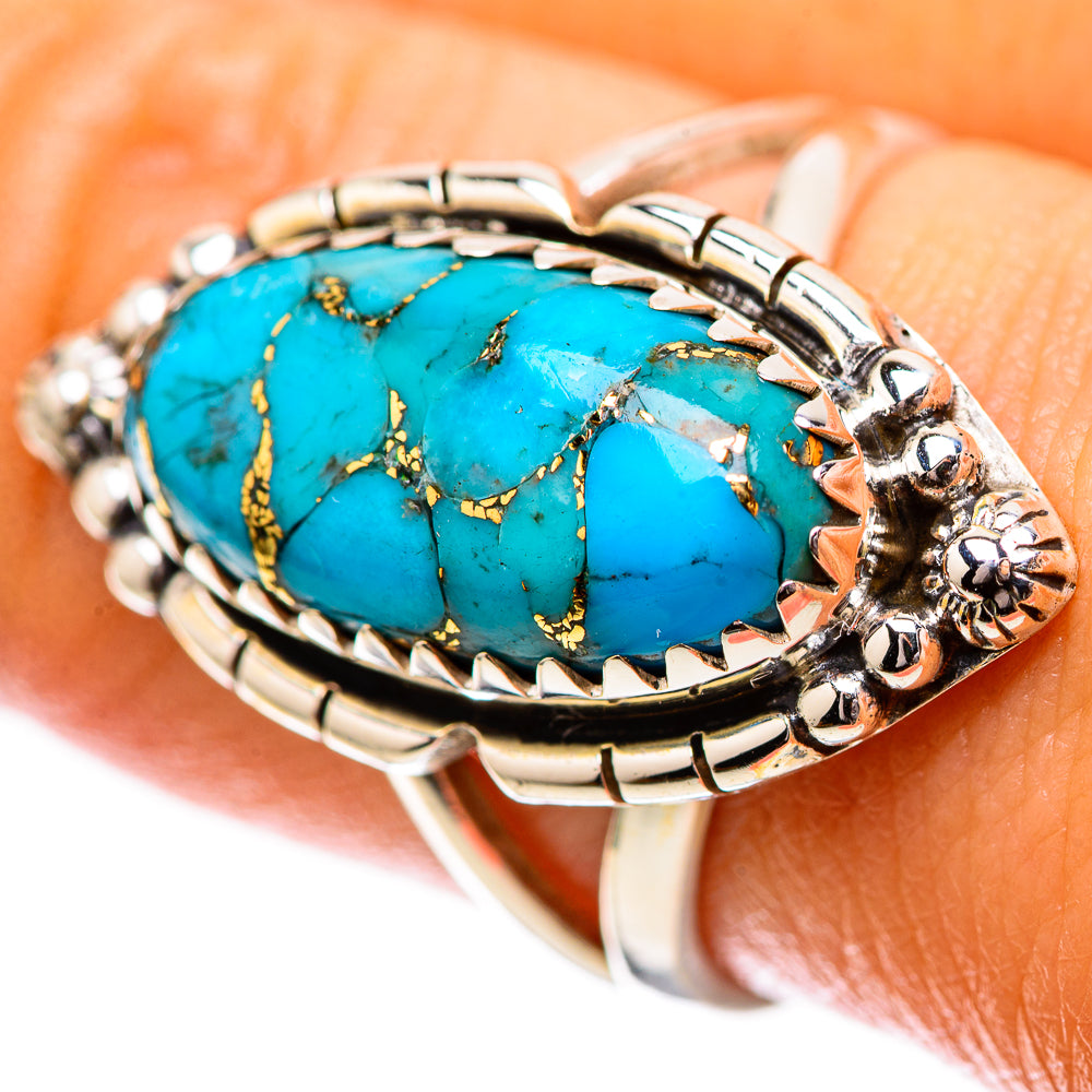 Blue Copper Composite Turquoise Ring Size 8.5 (925 Sterling Silver) RING138920