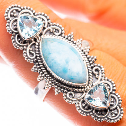 Large Larimar, Blue Topaz Ring Size 8.75 (925 Sterling Silver) R141402