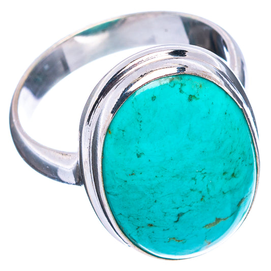 Oval turquoise stone sterling silver ring, open-side view, size 7.75