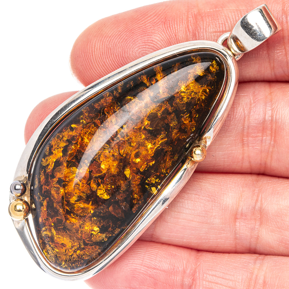 Ana Silver Co Baltic Amber Pendant 2 5/8" (925 Sterlnig Silver)