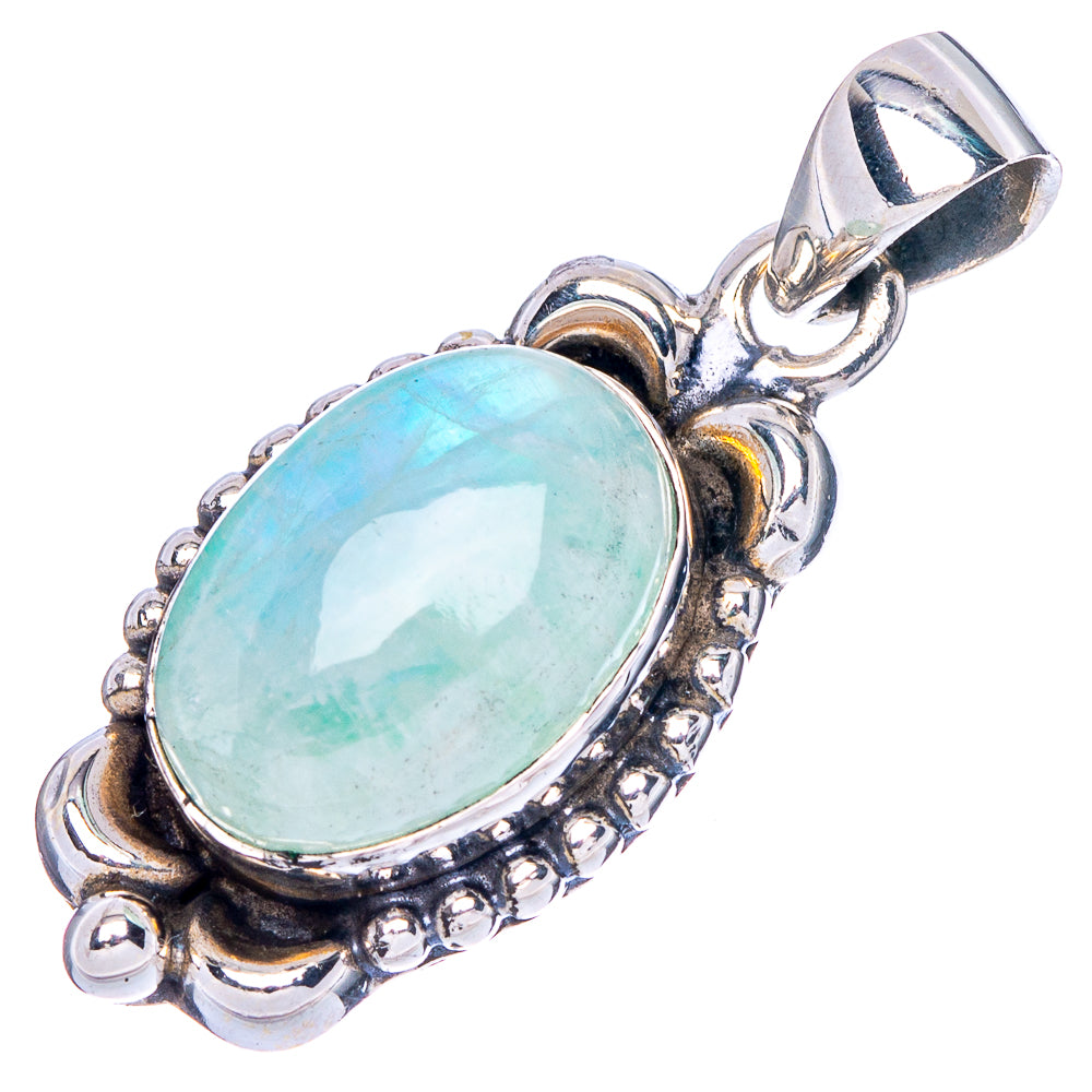 Green Moonstone Pendant 1 1/4" (925 Sterling Silver) P42403