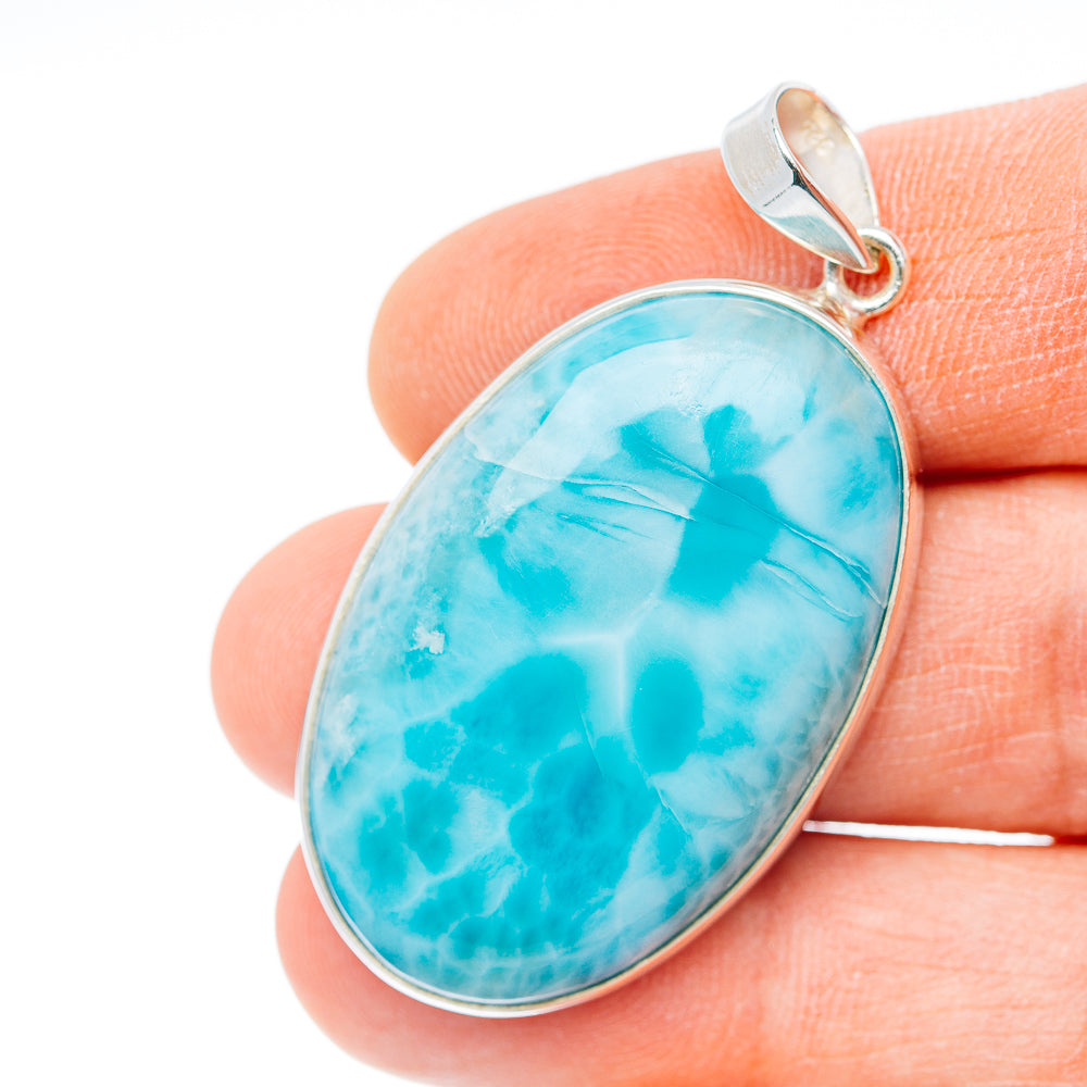 Premium Larimar Pendant 2" (.925 Sterling Silver) Carat