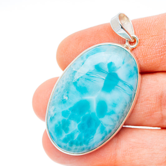 Premium Larimar Pendant 2" (.925 Sterling Silver) Carat