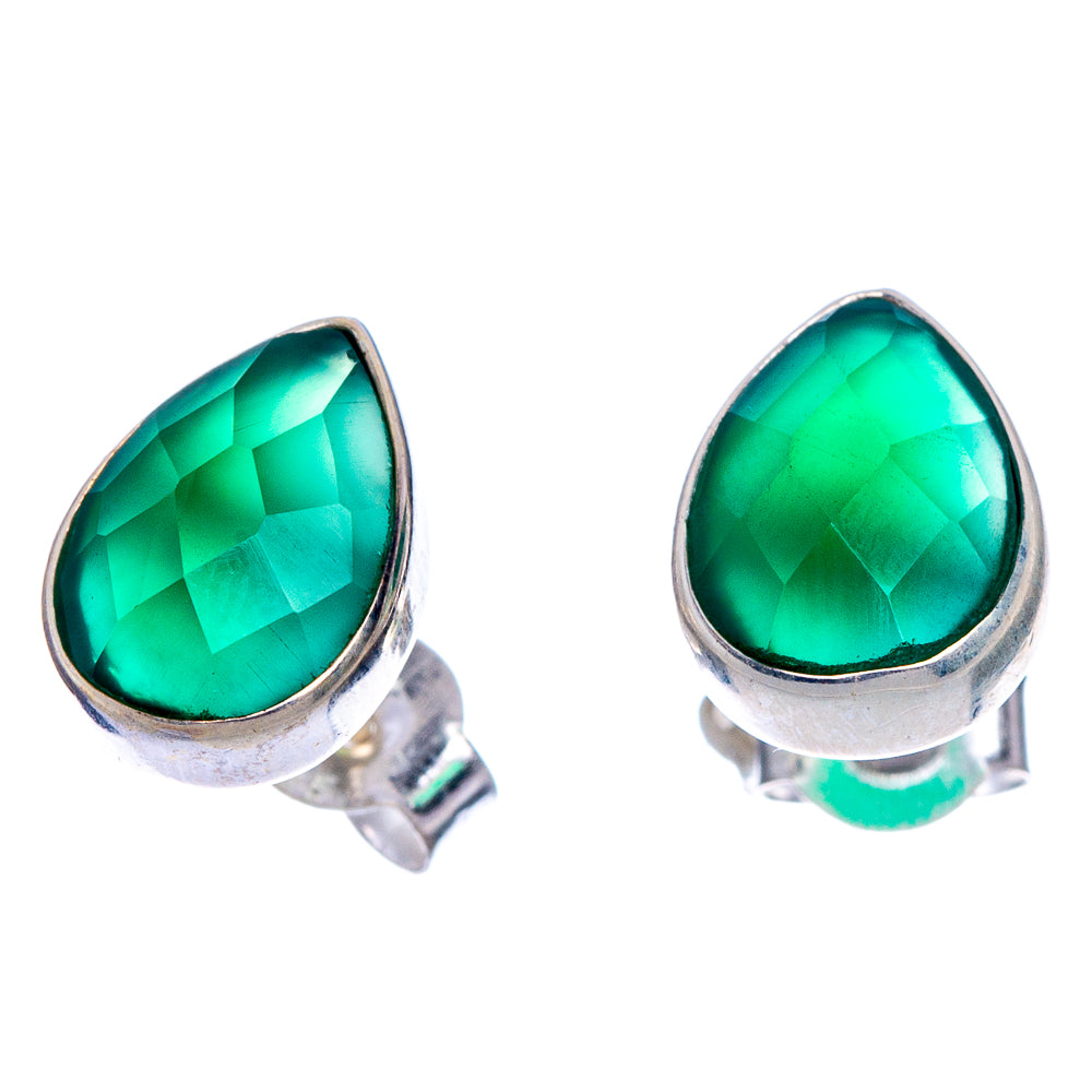 Green Onyx Earrings 3/8" (925 Sterling Silver) E1057