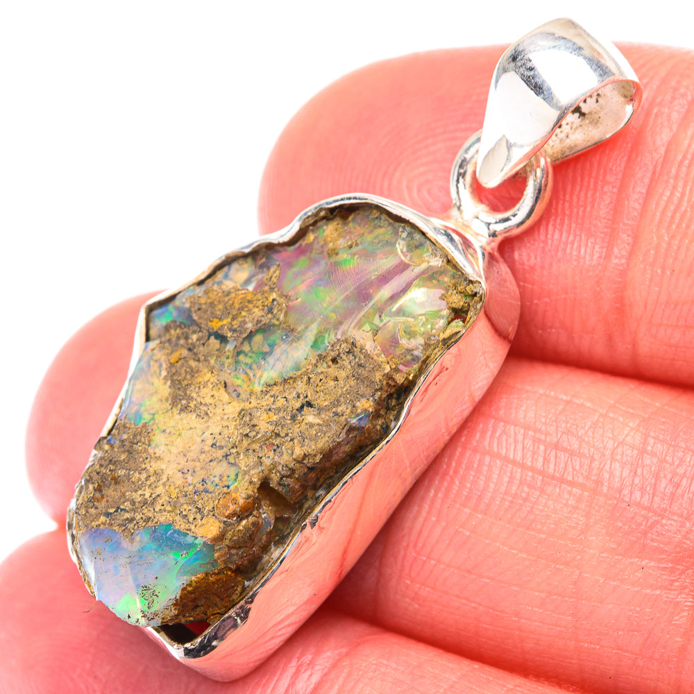 Raw Ethiopian Opal Pendant 1 3/8" (925 Sterling Silver) PD38563