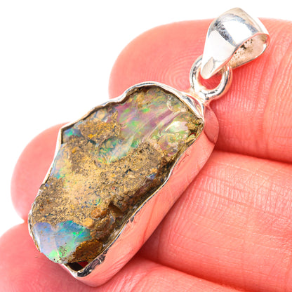 Raw Ethiopian Opal Pendant 1 3/8" (925 Sterling Silver) PD38563