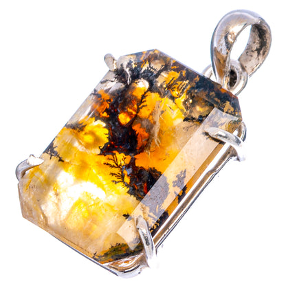Faceted Scenic Dendritic Agate Pendant 1 1/8" (.925 Sterling Silver)