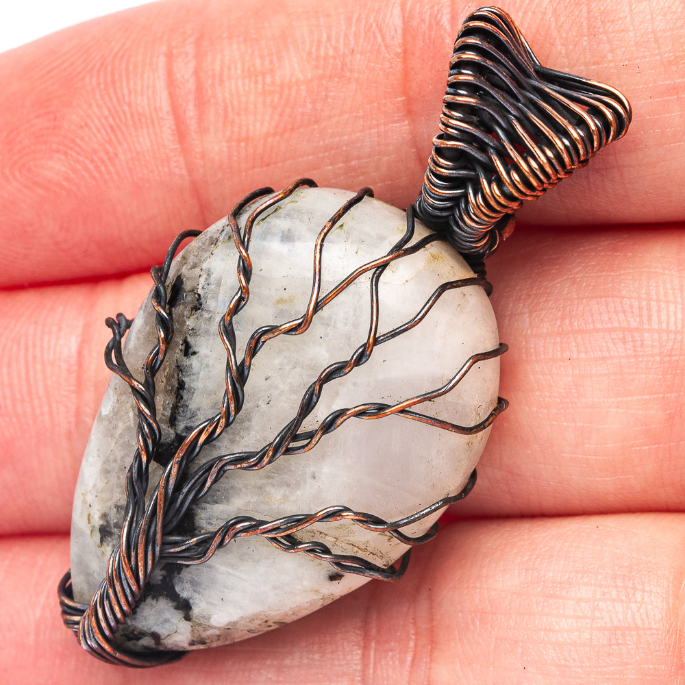 White Quartz Tree of Life Pendant 1 7/8" (Oxidized Copper)