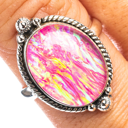 Pink Triplet Opal Ring Size 9 (.925 Sterling Silver)