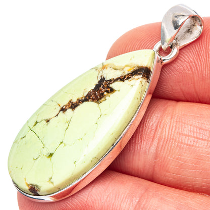Lemon Chrysoprase Pendant 1 3/4" (925 Sterling Silver) P43128