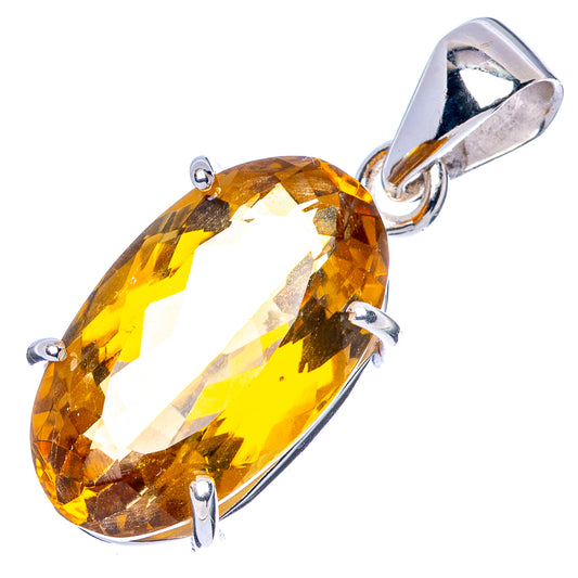 Faceted Citrine Pendant 1 1/8" (925 Sterling Silver) P43002