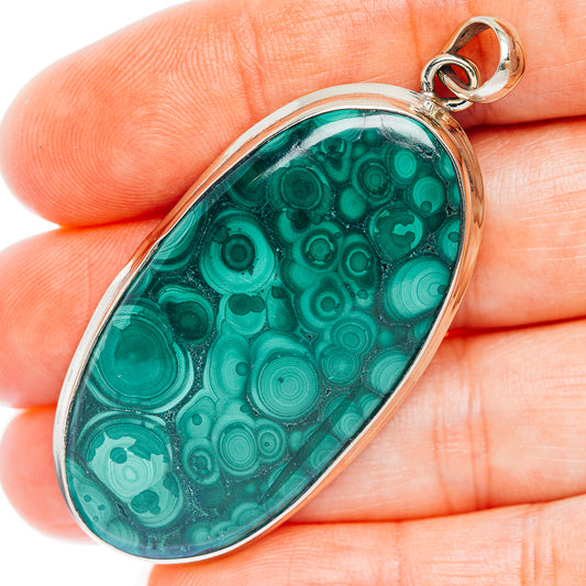 Forest Malachite Pendant 2 1/4" (German Silver)