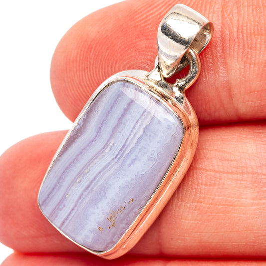 Sterling silver pendant with oval lavender lace agate cabochon, top bail loop