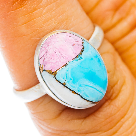 Cotton Candy Dahlia Turquoise Ring Size 6.75 (.925 Sterling Silver)