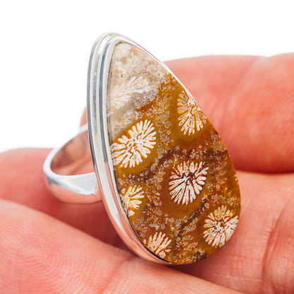 Premium Fossil Coral Ring Size 7 (.925 Sterling Silver)