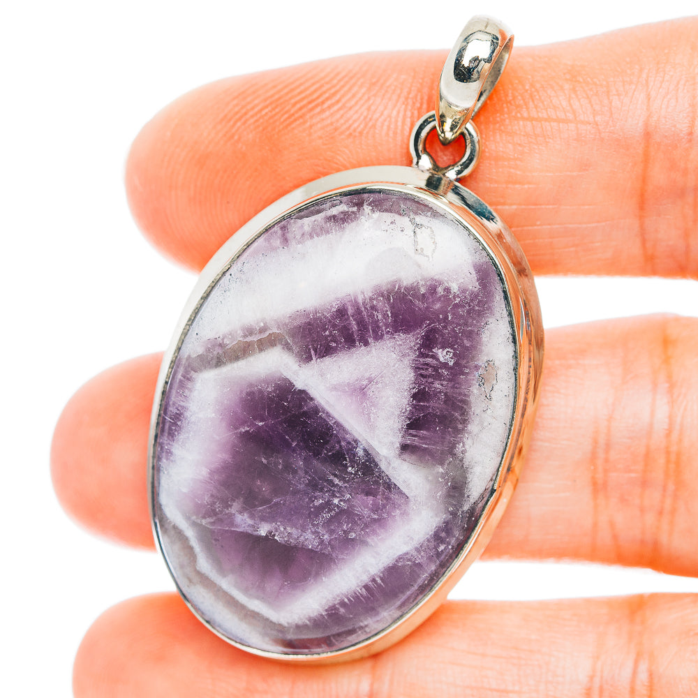 Chevron Amethyst Pendant 1 7/8" (German Silver)