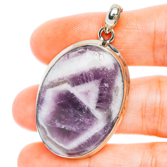 Chevron Amethyst Pendant 1 7/8" (German Silver)