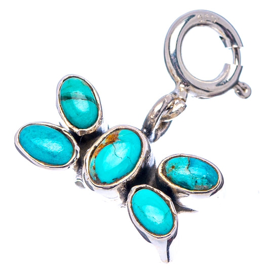 Turquoise oval pendant charm with .925 sterling silver bail and five-stone cluster