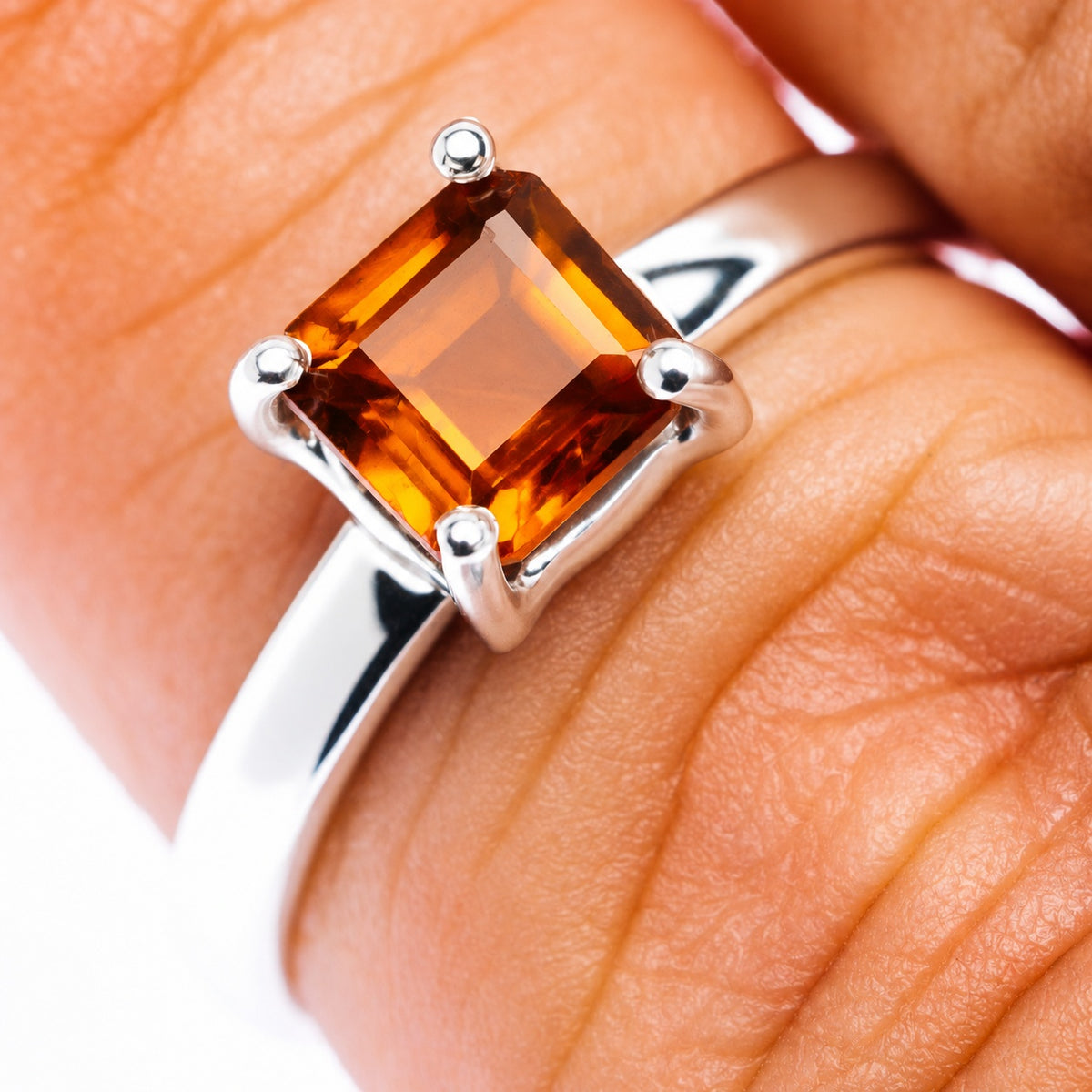 Spessartite Garnet Ring Size 7 (.925 Sterling Silver)