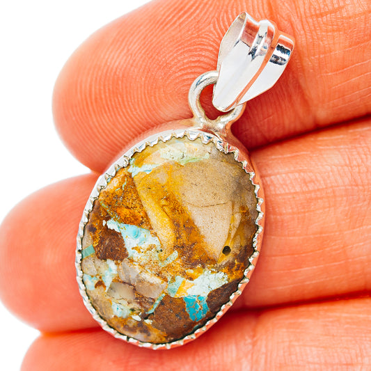 Sonoran Mountain Turquoise Pendant 1 1/4" (.925 Sterling Silver)