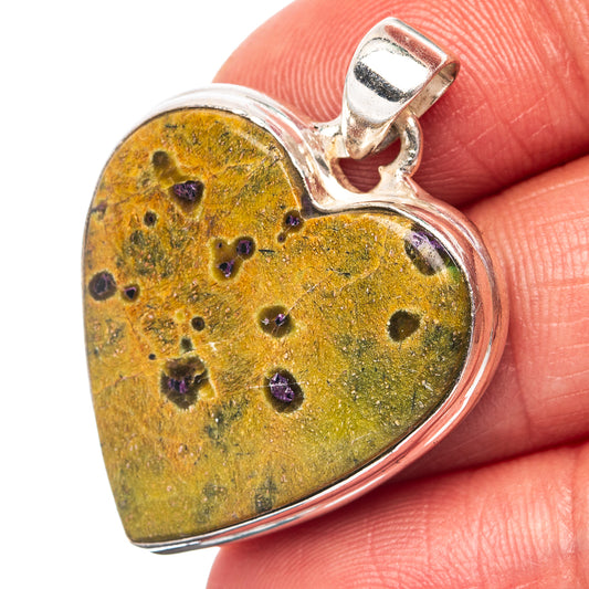 Atlantisite Heart Pendant 1 3/8" (.925 Sterling Silver)