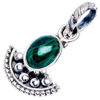 Malachite Dainty Pendant 7/8" (.925 Sterling Silver)