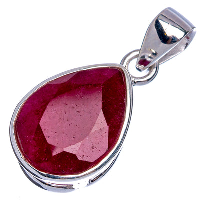 Red sillimanite teardrop pendant, 925 sterling silver frame and hanging bail