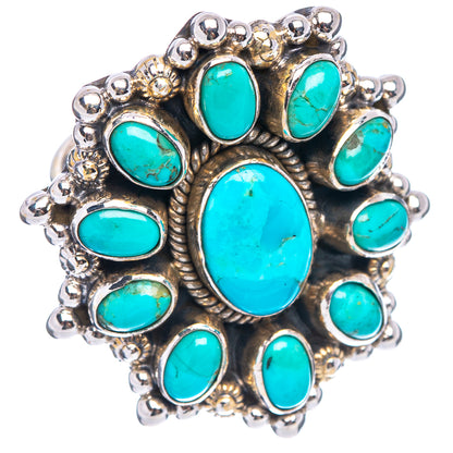 Exclusive Native Style Kingman Turquoise Ring Size 8 (.925 Sterling Silver)
