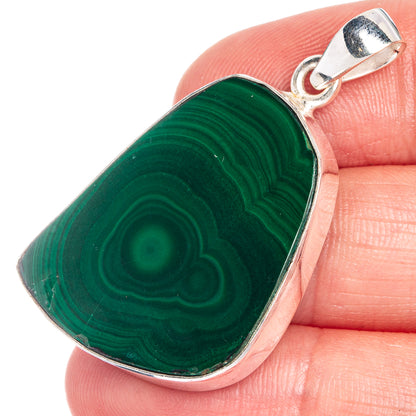 Malachite, Peridot Pendant 1 5/8" (925 Sterling Silver) P39805