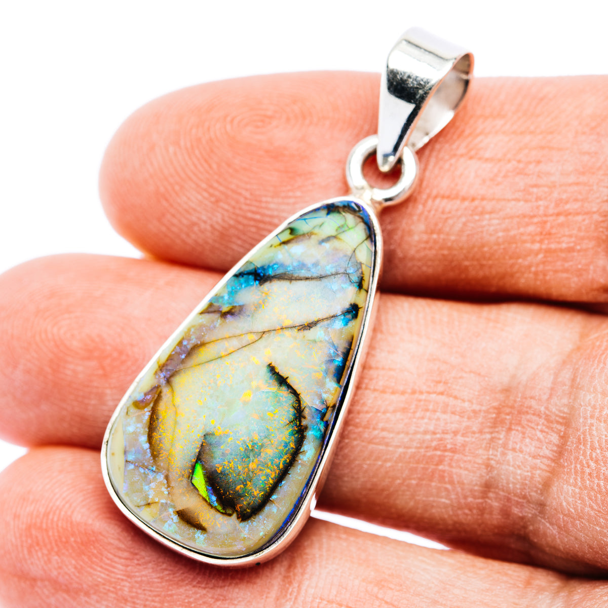 Monarch Opal Pendant 1 5/8" (.925 Sterling Silver)