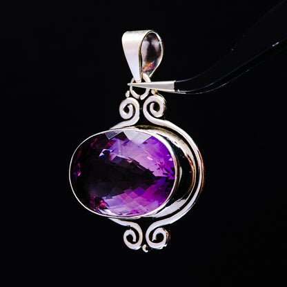 19.46ct Faceted Brazilian Amethyst Pendant 1 5/8" (.925 Sterling Silver)