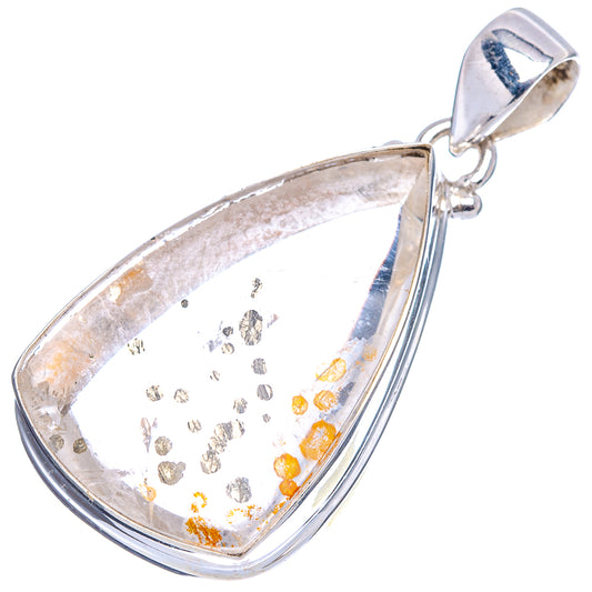 Marcasite in quartz pendant, .925 sterling silver teardrop with bail and speckled stone center
