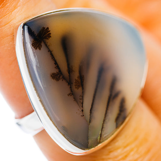 Scenic Agate Ring Size 7 Adjustable (.925 Sterling Silver)