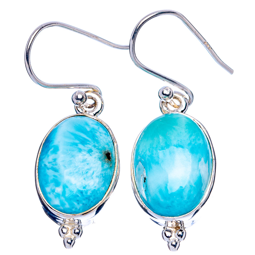 Larimar 925 Sterling Silver Earrings 1 3/8" (925 Sterling Silver) E1960