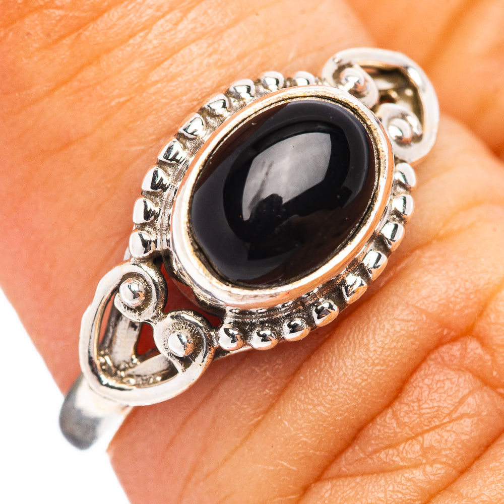 Dainty Black Onyx Ring Size 6.25 (.925 Sterling Silver)