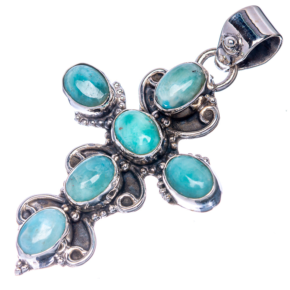 Larimar Cross Pendant 1 3/4" (925 Sterling Silver) P40797