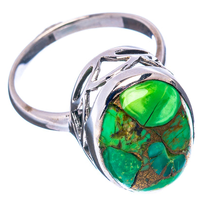 Green Copper Turquoise Ring Size 7.75 (.925 Sterling Silver)